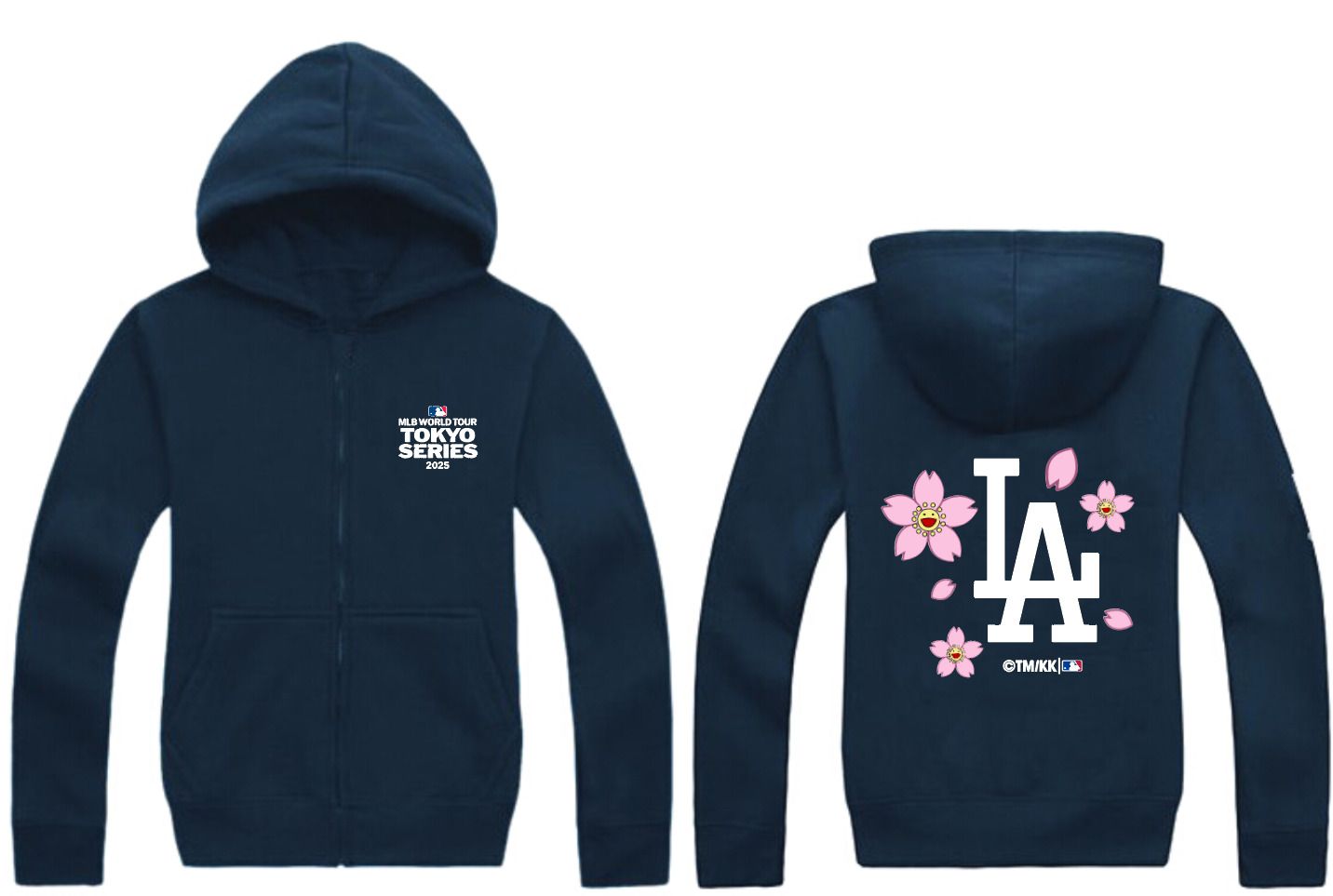 Men Los Angeles Dodgers Blank Dark Blue Zipper hoodie 2025 MLB Jersey style 1